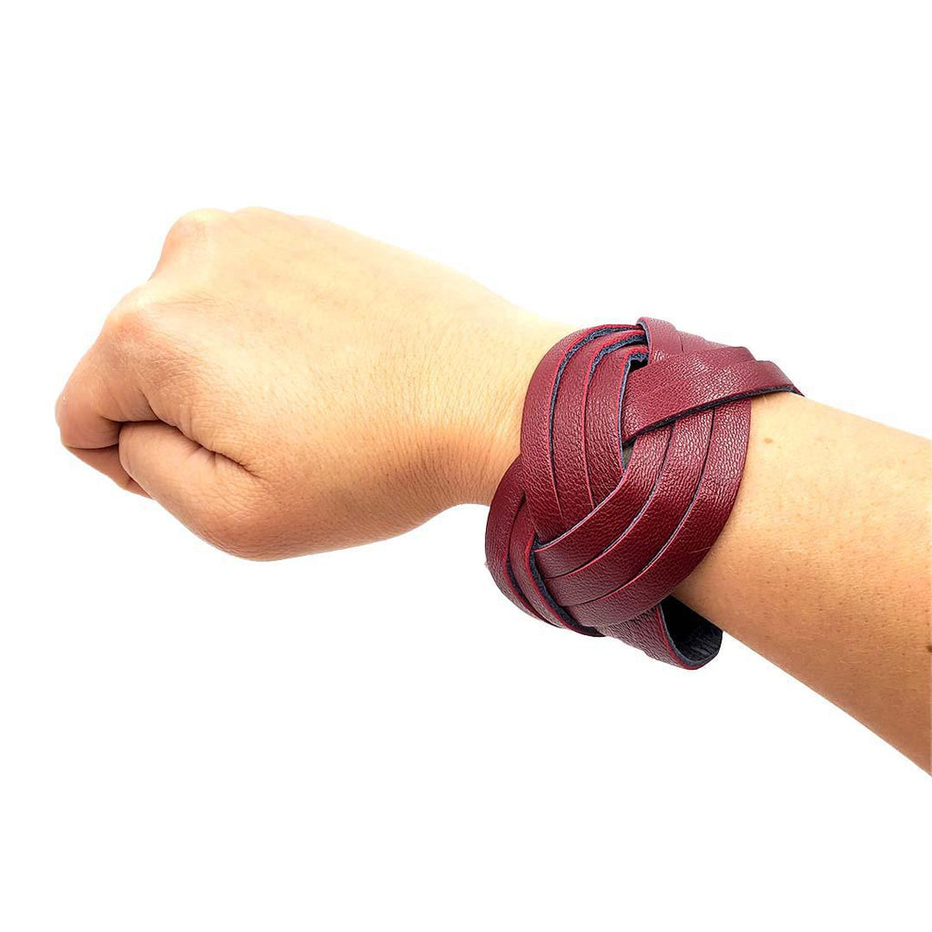 Cuff - Braid Reversible (Cranberry Red & Midnight Blue) by Oliotto