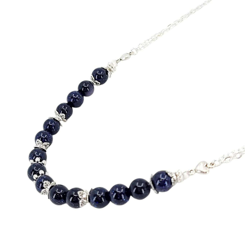 Necklace - Blue Goldstone Bead Chain by Tiny Aloha