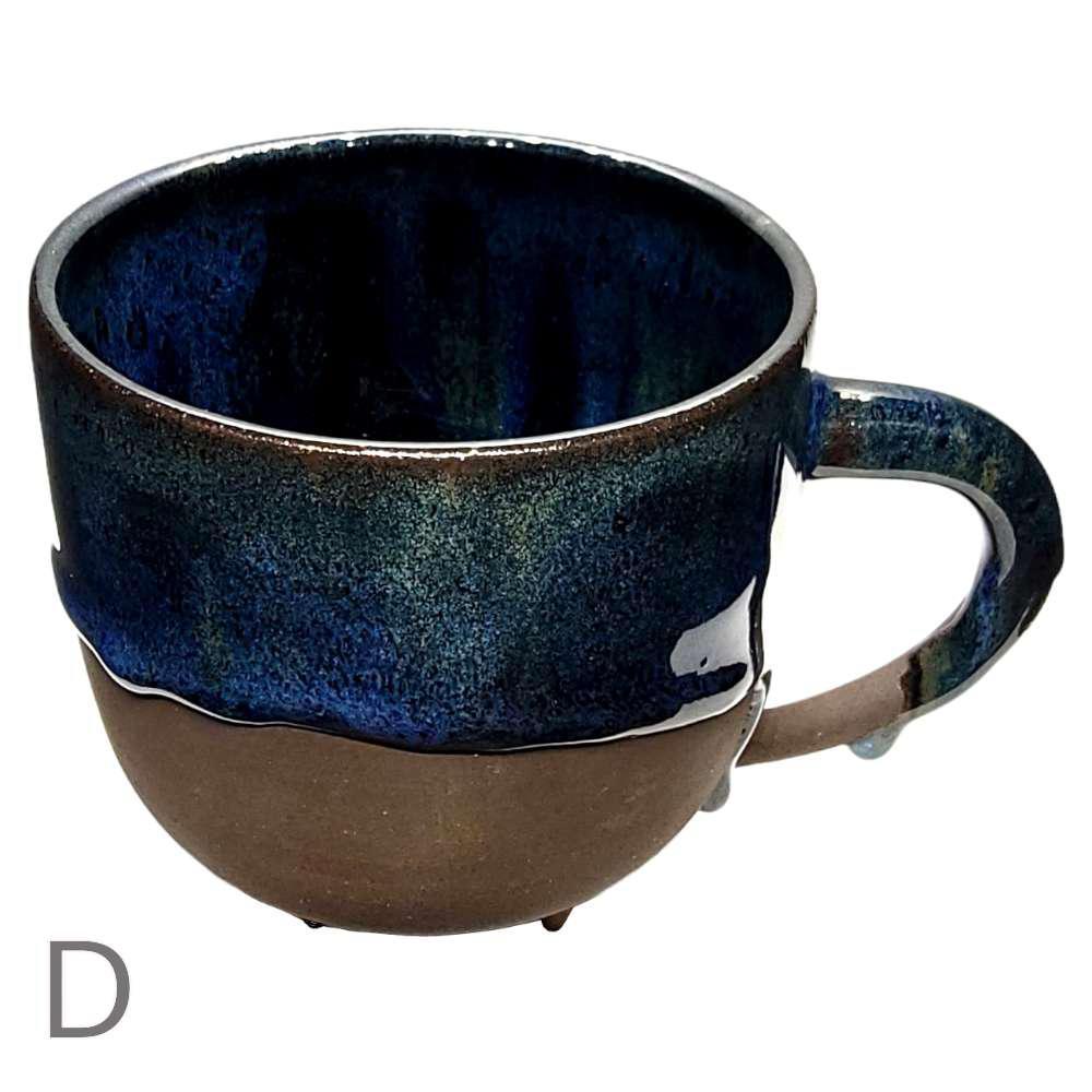 Mug – Footed Stoneware Mug in Blue Surf and Black by Korai Goods