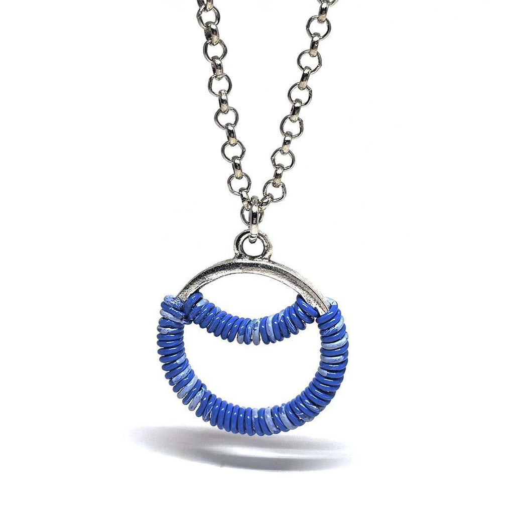 Necklace - Sunrise Circle - Sky Blue Communication Wire by XV Studios