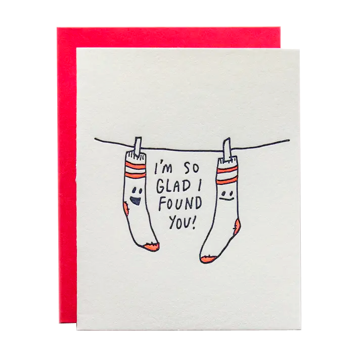 Card - Love & Friends - Found You Sock by Ladyfingers Letterpress