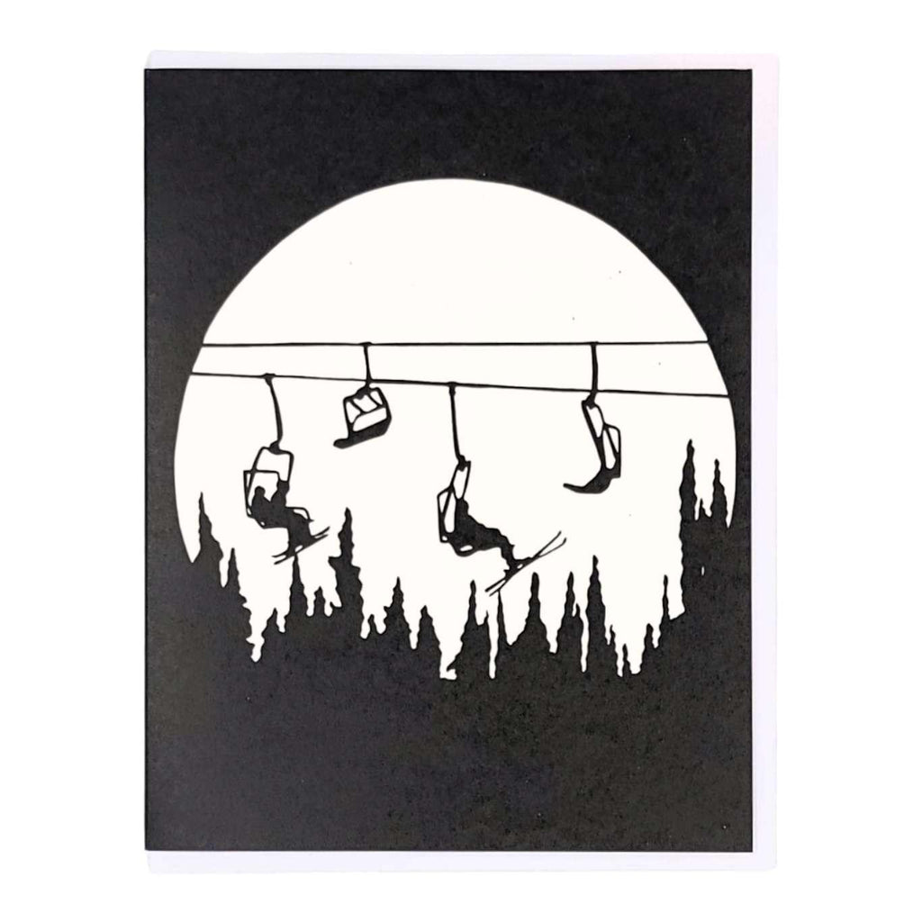 Card - Holiday - Ski Lift by Squirrel Tacos Papercuts