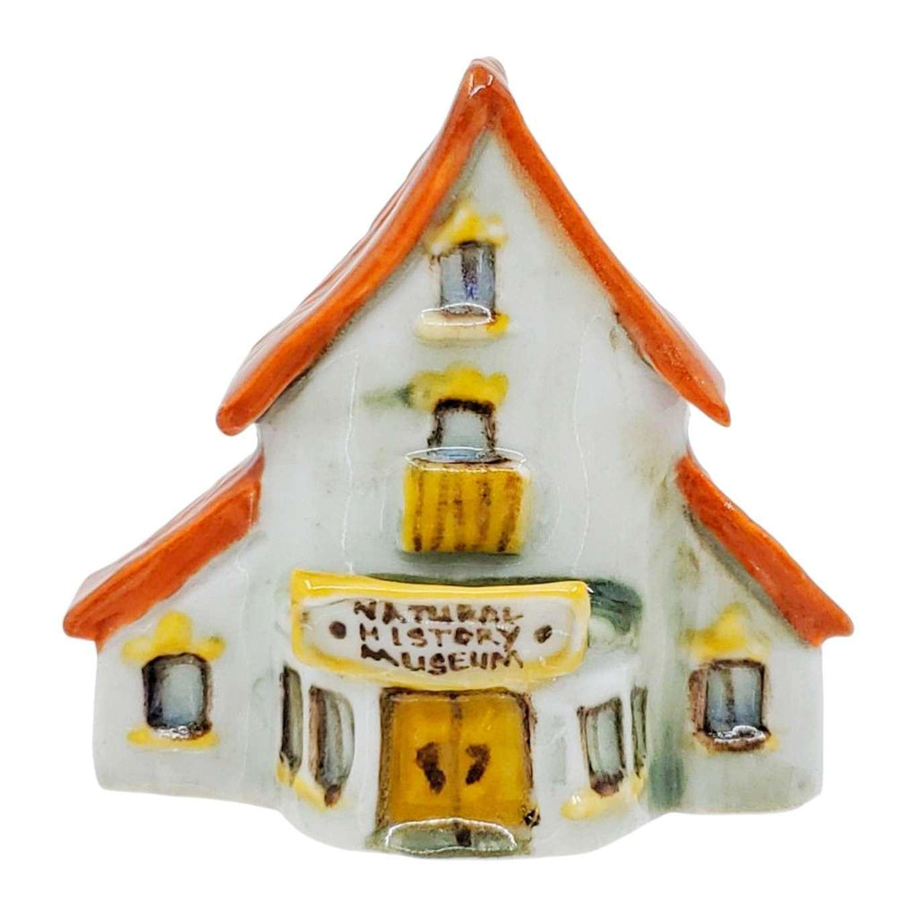 Collectible - Tiny House - Natural History Museum (White Walls, Yellow Door, Orange Roof) by Mist Ceramics