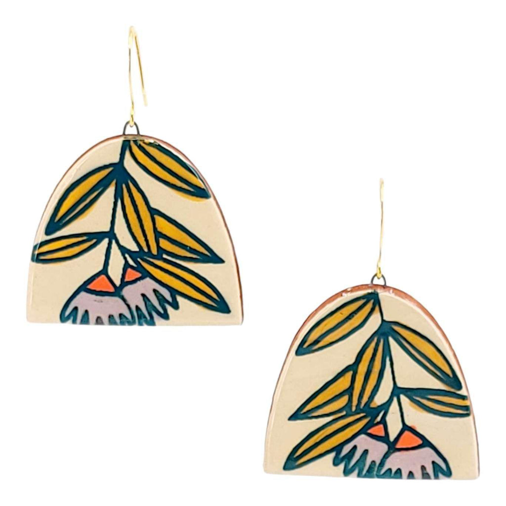 Earrings - Prairie Sprig Dangle 14k Gold Plated Hook by Catie Miller Ceramics