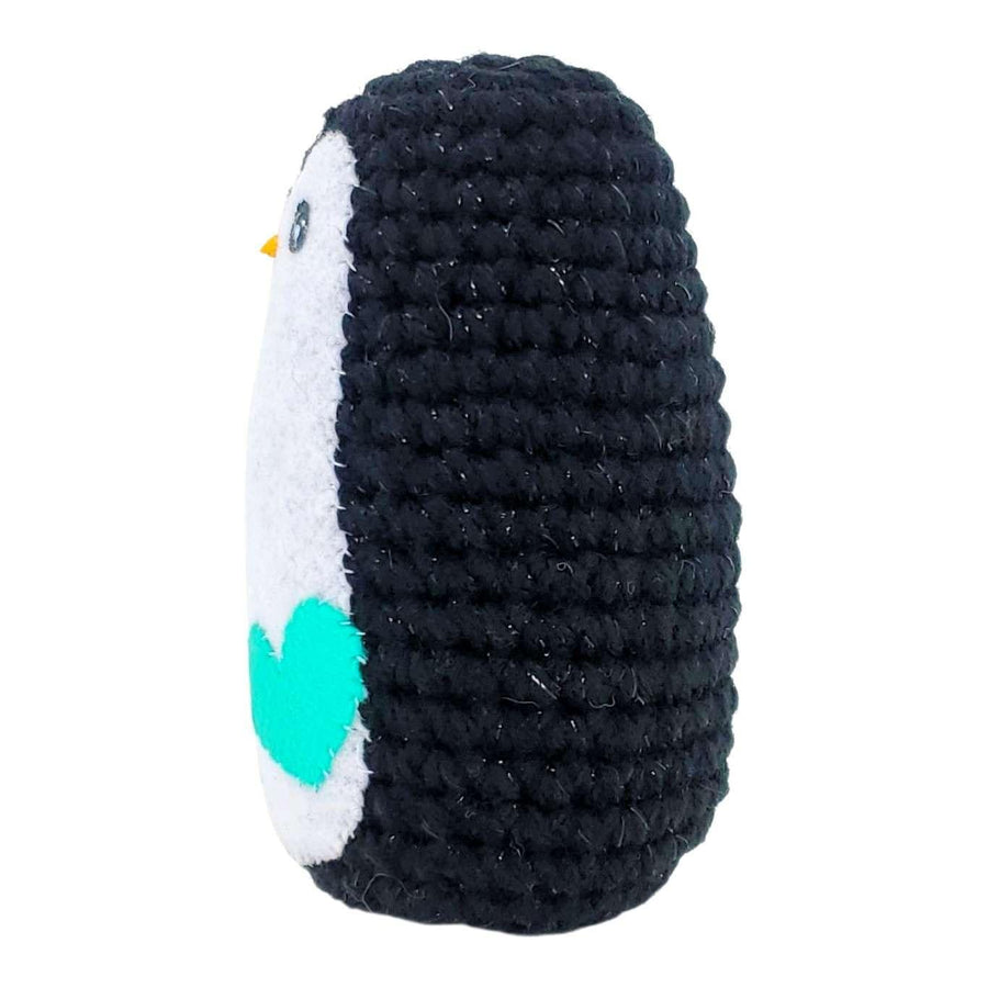 Plush Toy - Large Penguin (Black Sparkle with Teal Heart) by Moyo Workshop, image 3 of 7