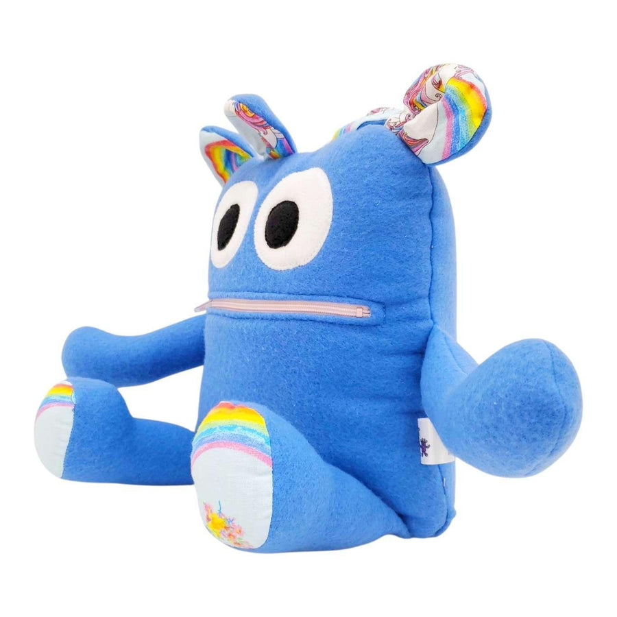 Plush - 14in - Large Chomper Buddy (Blue Rainbow Unicorn) by Peek A Boo Plush, image 3 of 7
