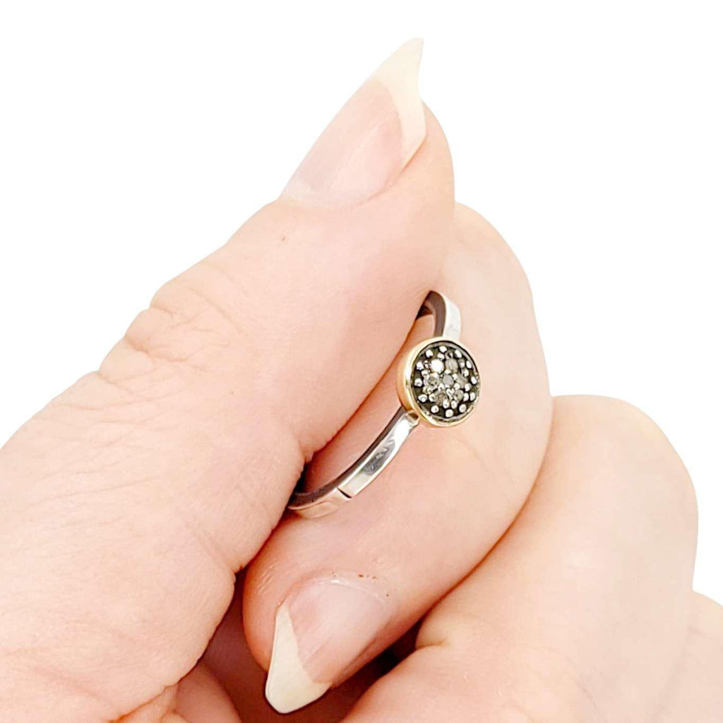 Ring - Size 7 - 6mm Pave Diamond Notched Band (14k Gold, Sterling Silver, Diamond) by 314 Studio