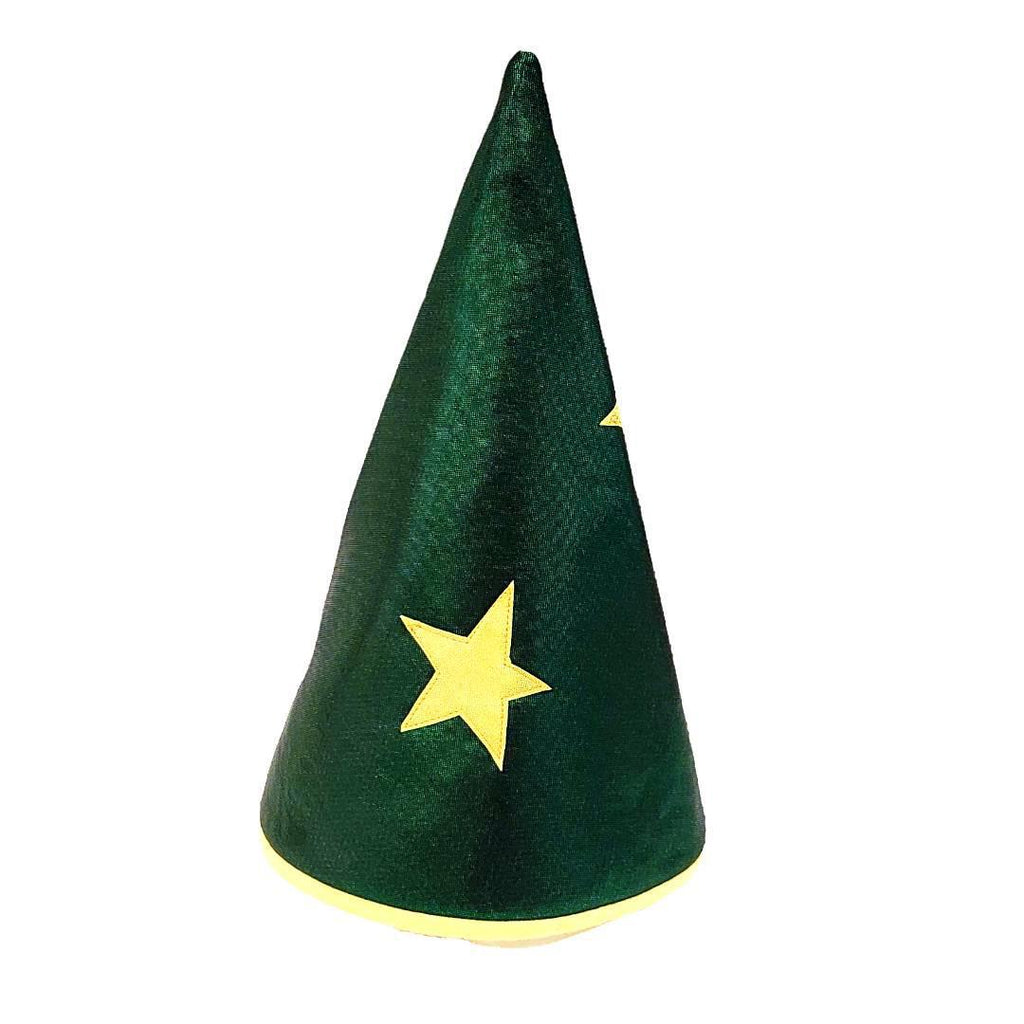 Wizard Hat - Green Shimmer Gold Stars by World of Whimm