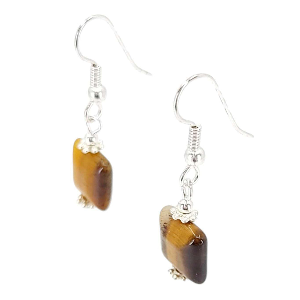 Earrings - Square Bead Drops (Tiger’s Eye) by Tiny Aloha