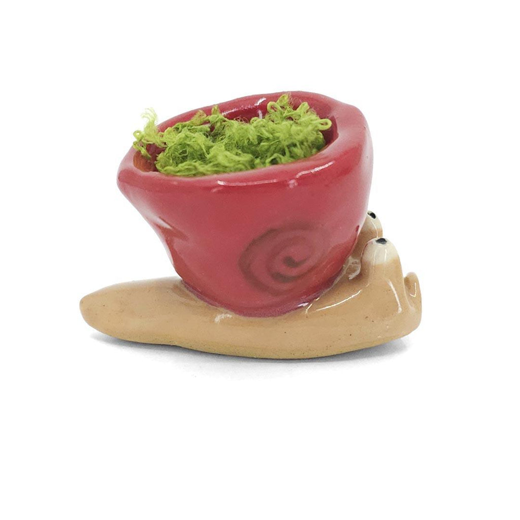 Collectible - Medium - Snail Tiny Planter  (Red Swirl) by Joyce Chen