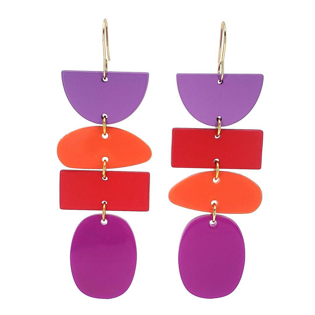Earrings - Abstract Stack (Bold Colors) by Chubby Bunny