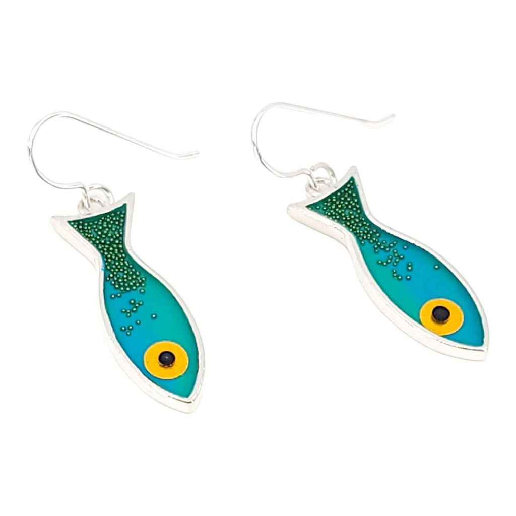 Earrings - Fish (Blue Green) by Happy Art Studio