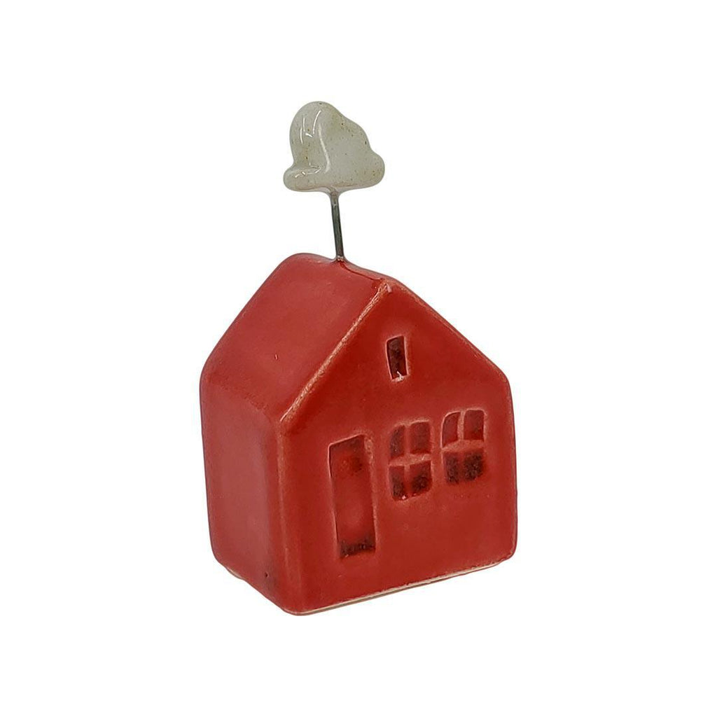 Tiny Pottery House - Red with Cloud by Tasha McKelvey