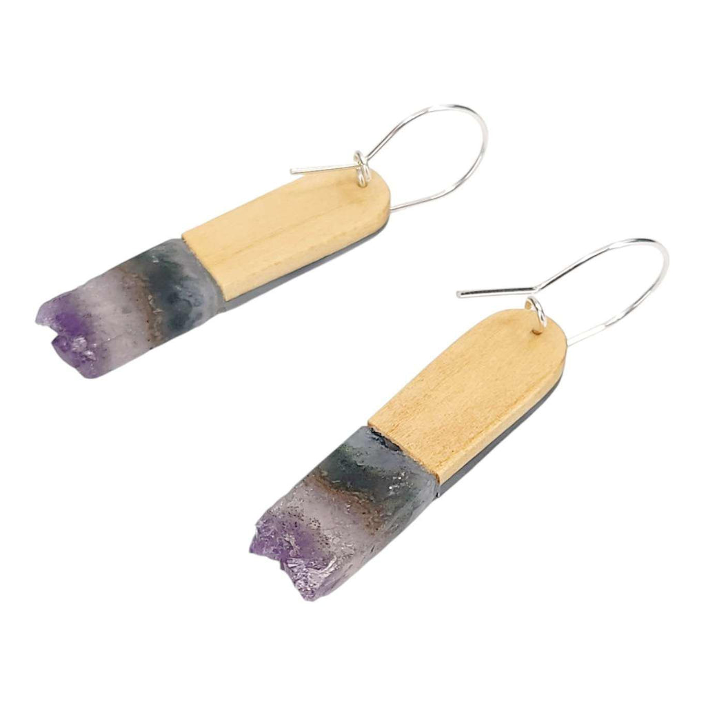 Earrings - Crystal Moons (Amethyst) by Fernworks