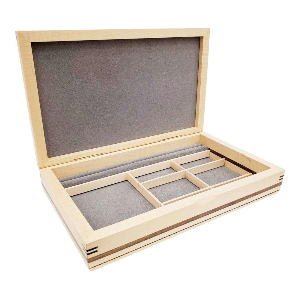 Jewelry Box - Large Valet Box (Curly Maple, Walnut, Wenge) by Mikutowski Woodworking