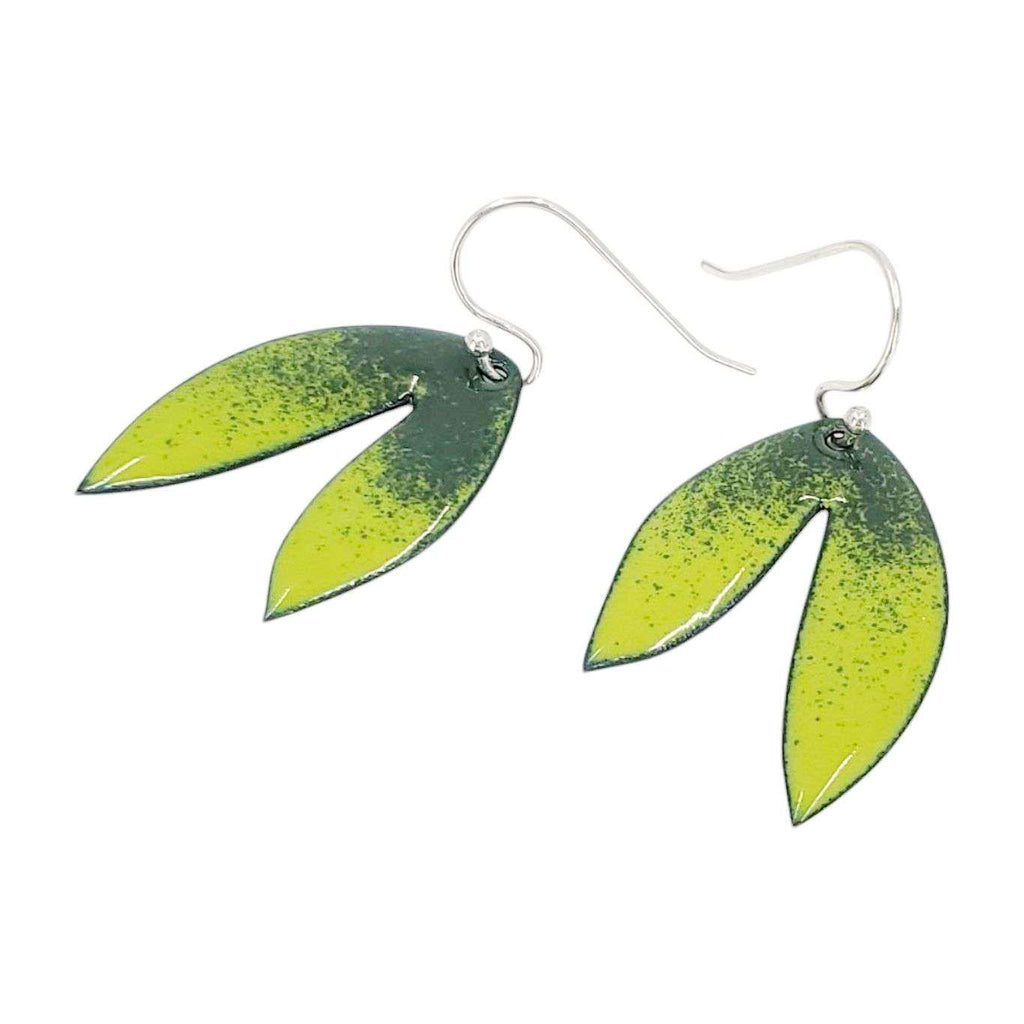 Earrings - Double Small Leaf (Green Gradient) by Magpie Mouse Studios