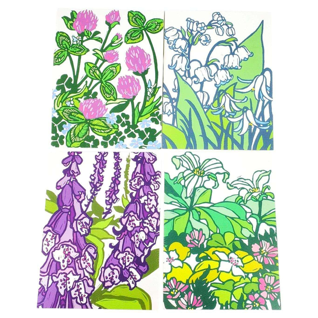 Card Set of 8 - Spring Woodland Flower - by Little Green