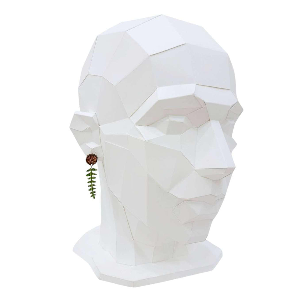 Earrings - Mini Woodland Fern Wood Slice (Post Dangles) by Fresh Cuttery