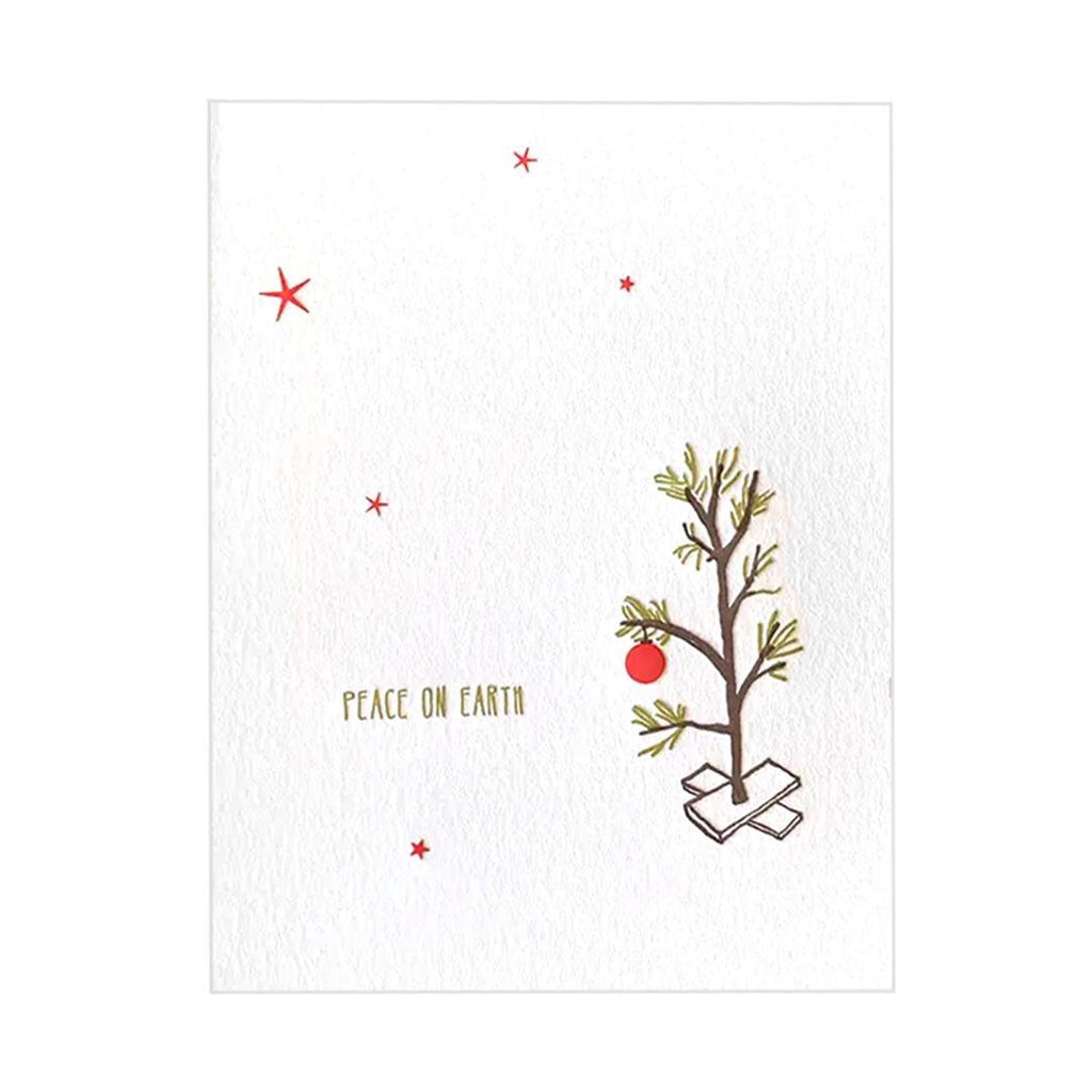 Holiday - Set of 6 - Tiny Tree Peace on Earth Letterpress Cards by Lark Press
