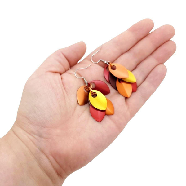 Earrings - Short Leafy Cascade (Autumn Leaves) by Rebeca Mojica
