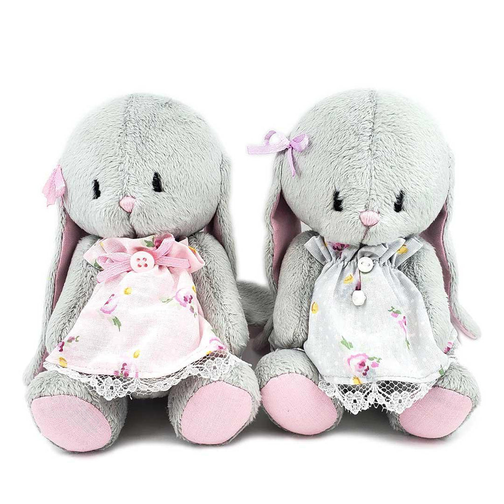 Plush - Gray Bunny in Flower Dress by Frank and Bubby