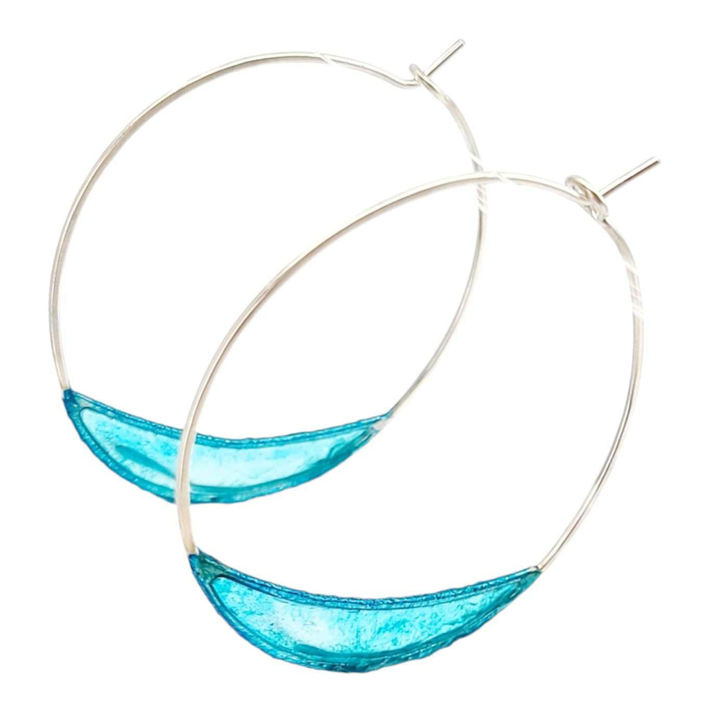 Earrings - Medium Paper Bridge Silver Hoops (Glacier) by Verso