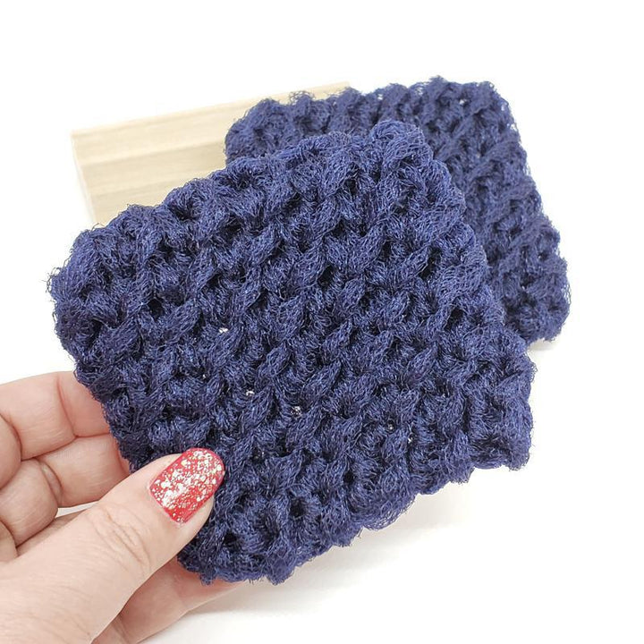 Scrubbies - Set of 2 with Wooden Dish (Navy Blue) by Dot and Army