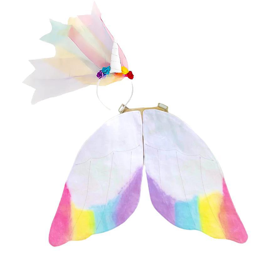 Costume Set - Rainbow Unicorn Wings and Horn Headband by Jack Be Nimble