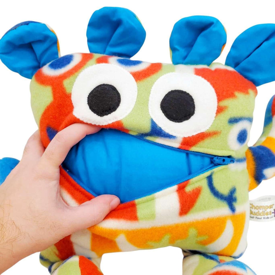 Plush - 14in - Large Chomper Buddy (Colorful Monsters Blue) by Peek A Boo Plush, image 5 of 7