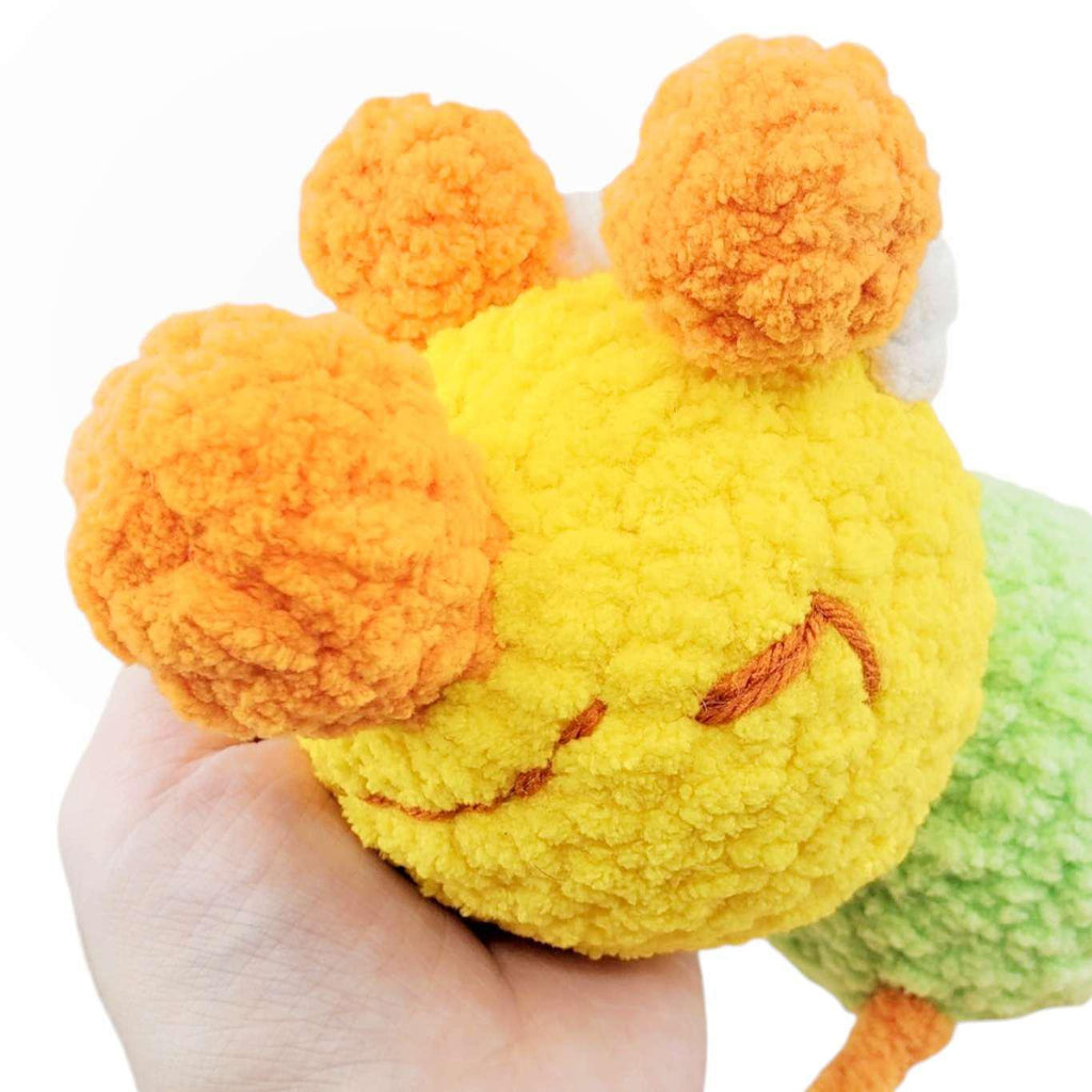 Plush Toy - Sunrise Wormie (Yellow, Green, Blue) OOAK by Crittercrafts