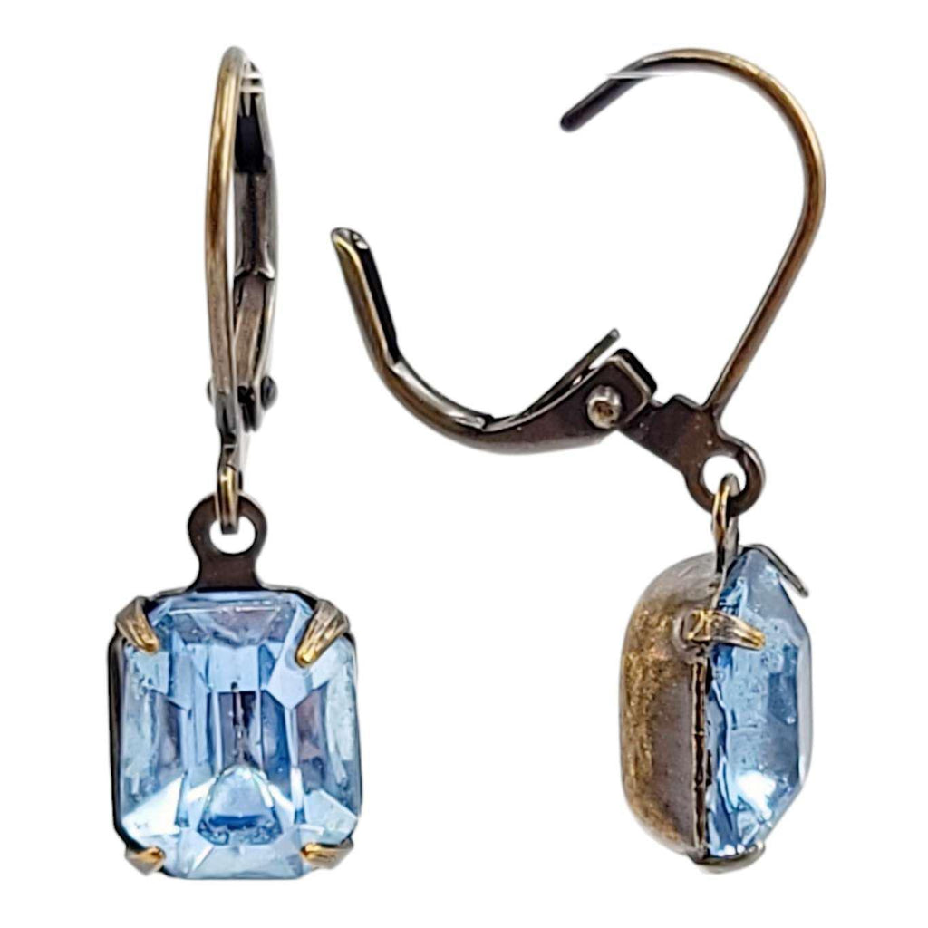 Earrings - Blues - Brass Vintage Rhinestone Dangles (Assorted Styles) by Christine Stoll | Altered Relics