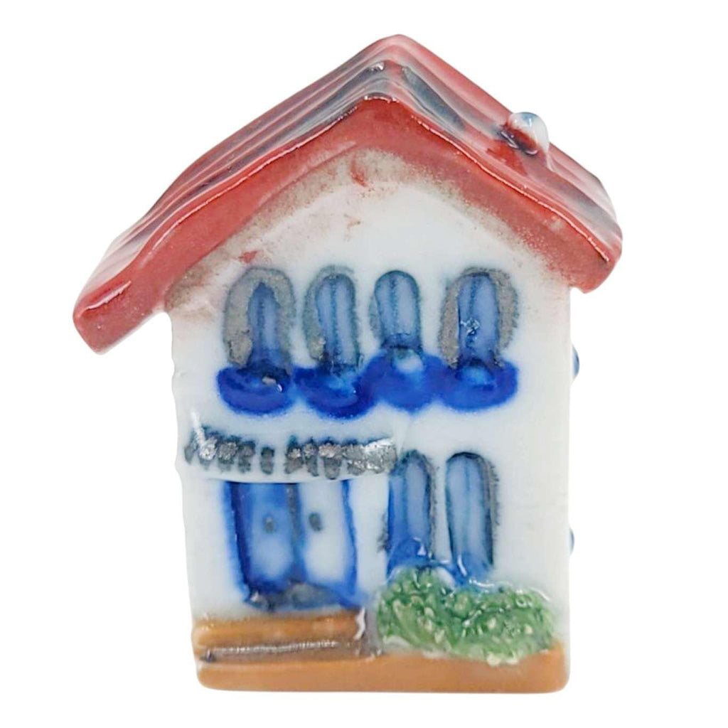Collectible - Tiny House (White Walls, Red Roof, White Door) by Mist Ceramics