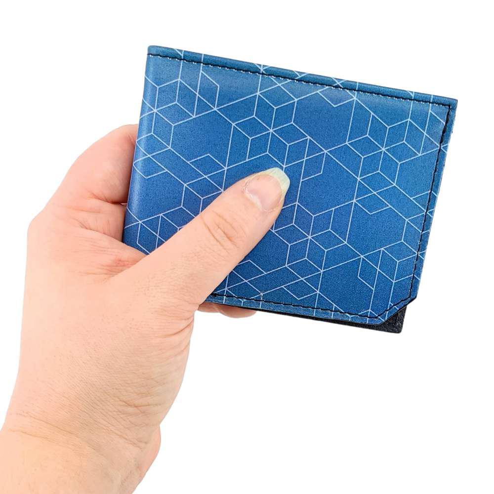 Leather Wallet - Blue Geo by Backerton