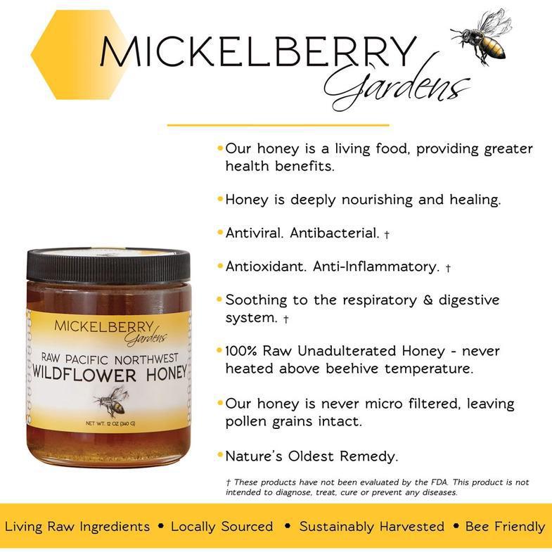 Honey - Raw Pacific Northwest Wildflower (12oz) by Mickelberry Gardens