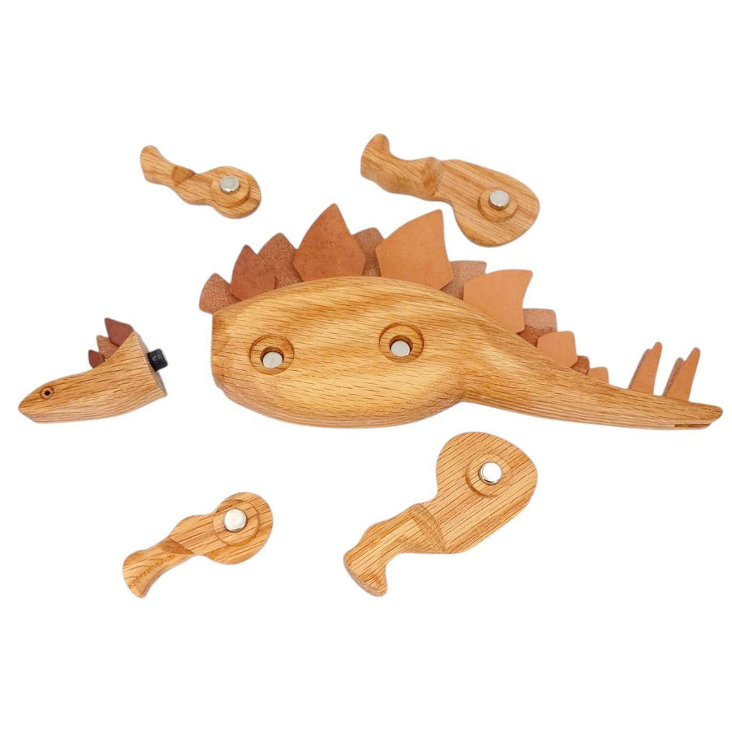 Wood Toy - Stegosaurus Dinosaur with Magnetic Joints by The Serious Toy Company