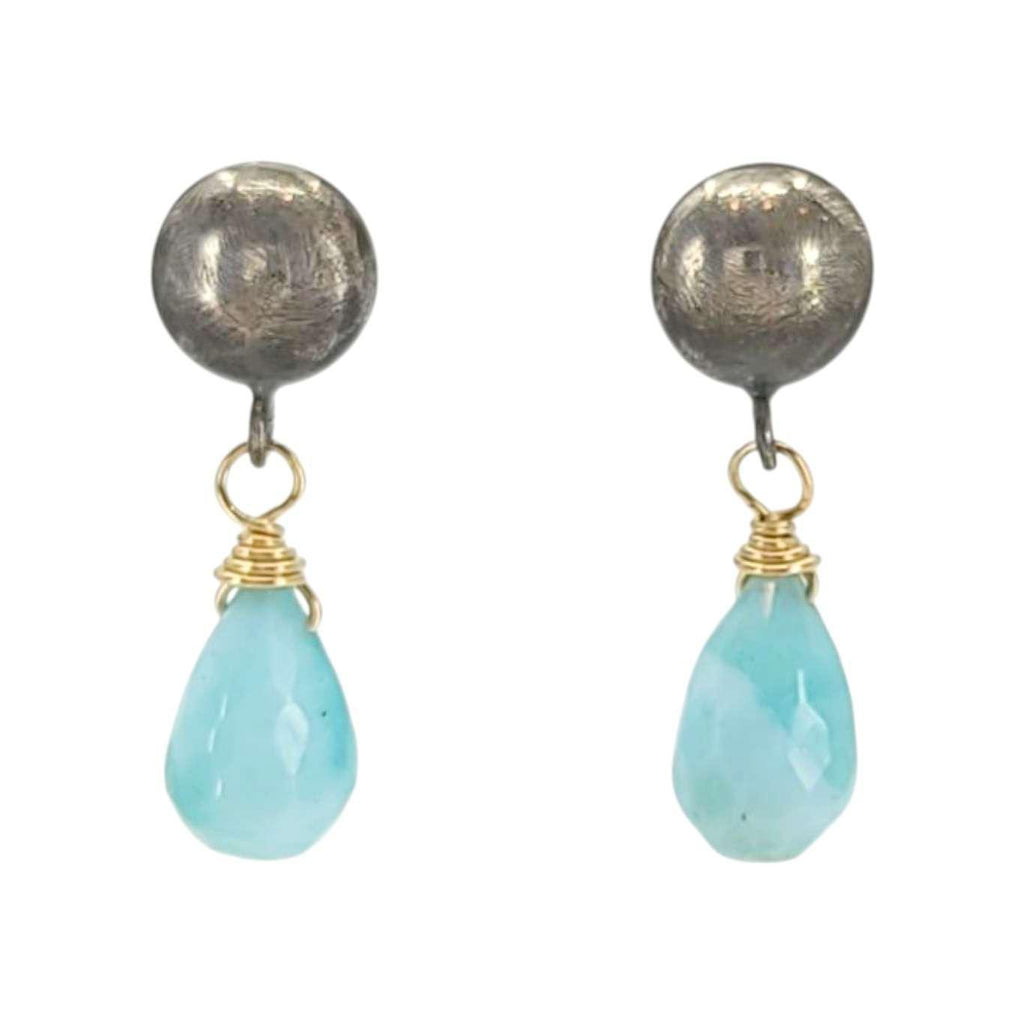 Earrings - Round Post Drops (Larimar) by Calliope Jewelry