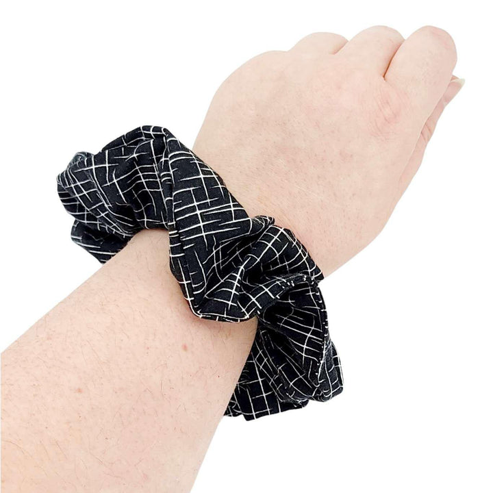 Hair Accessory - Classic Scrunchy in White Crosshatch by imakecutestuff