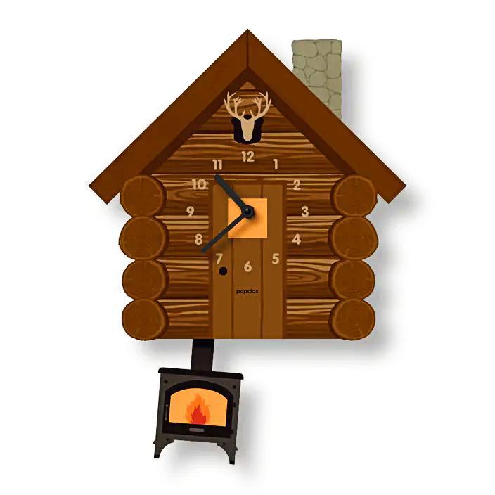 Wood Clock - Log Cabin Pendulum by Popclox