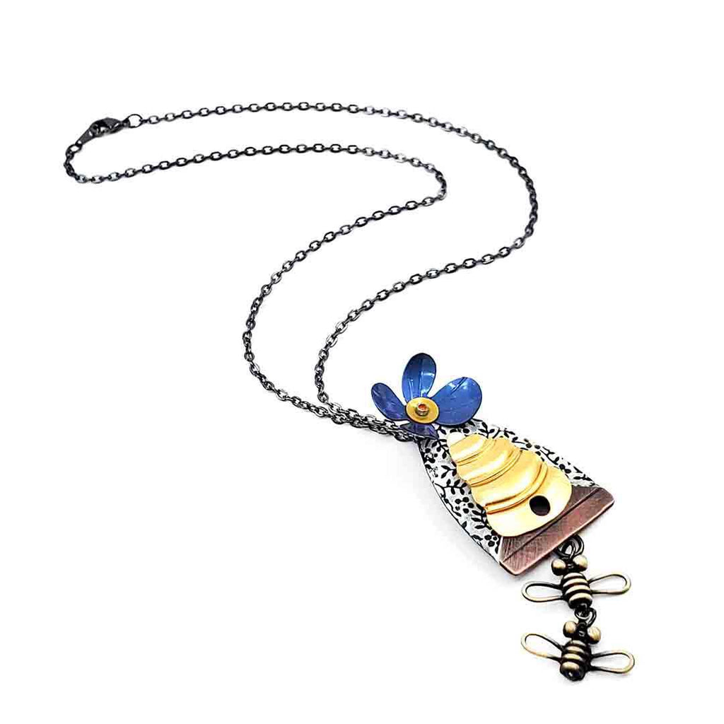 Necklace - Bee Line (Blue) by Chickenscratch