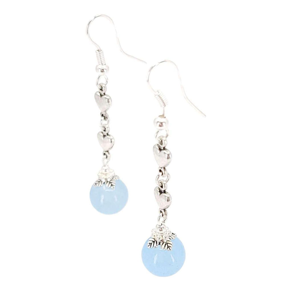 Earrings - Aquamarine Tiny Heart Drops by Tiny Aloha