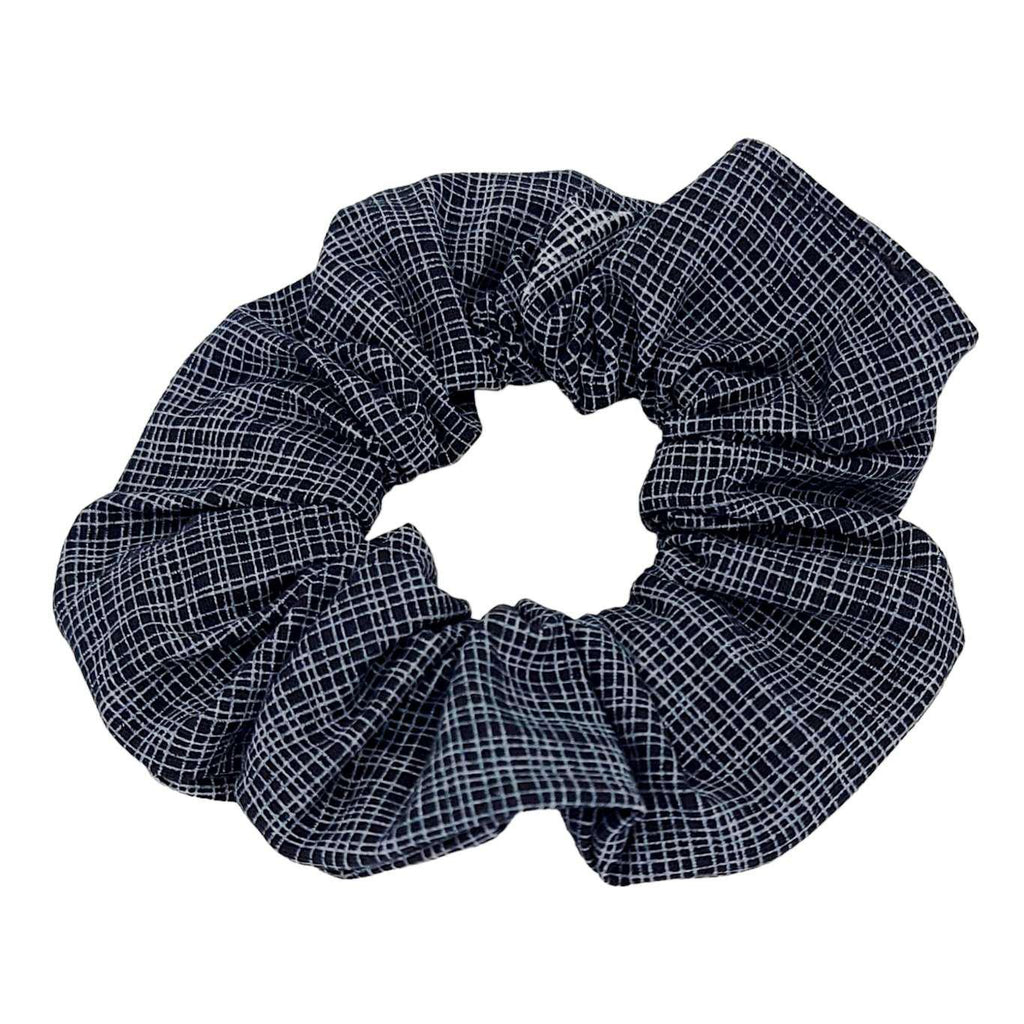 Hair Accessory - Classic Scrunchy in Gray Micro Grid by imakecutestuff