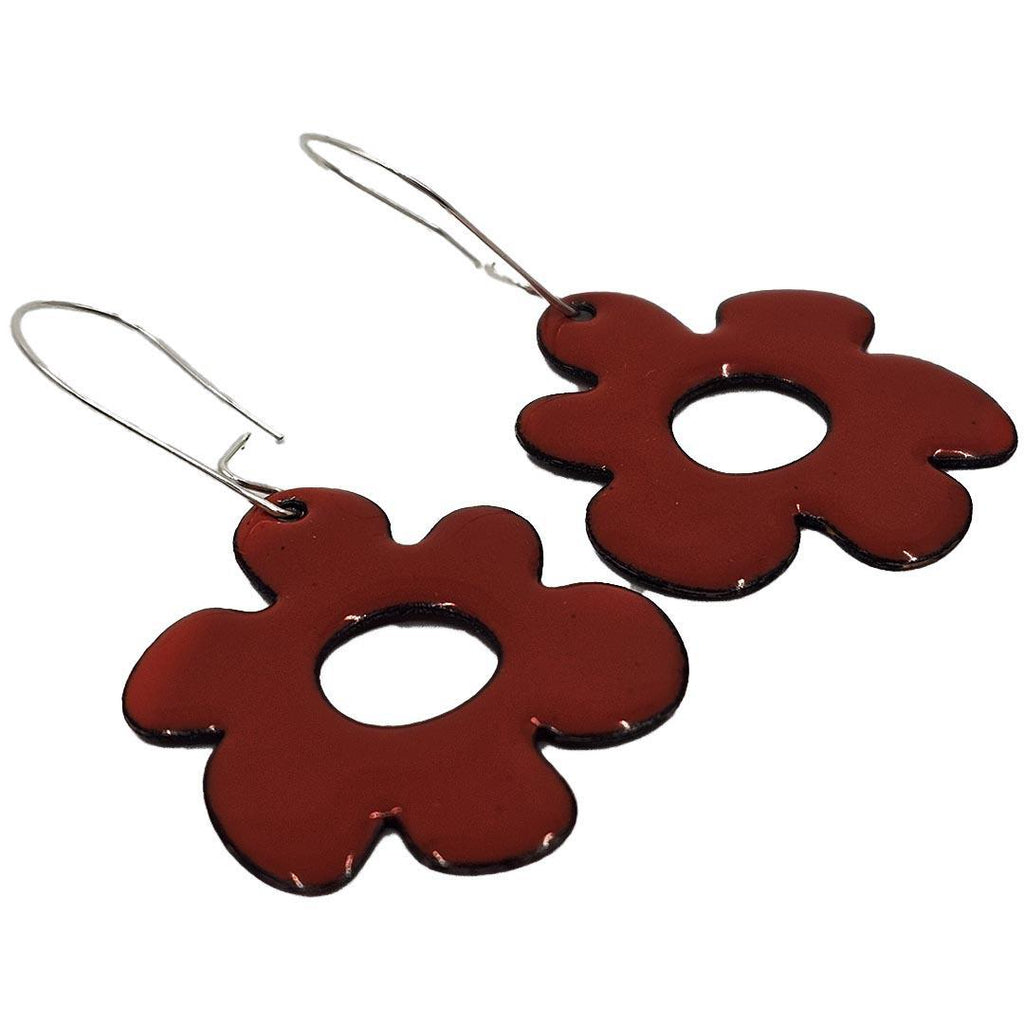 Earrings - Mod Flower (Dark Red) by Magpie Mouse Studios