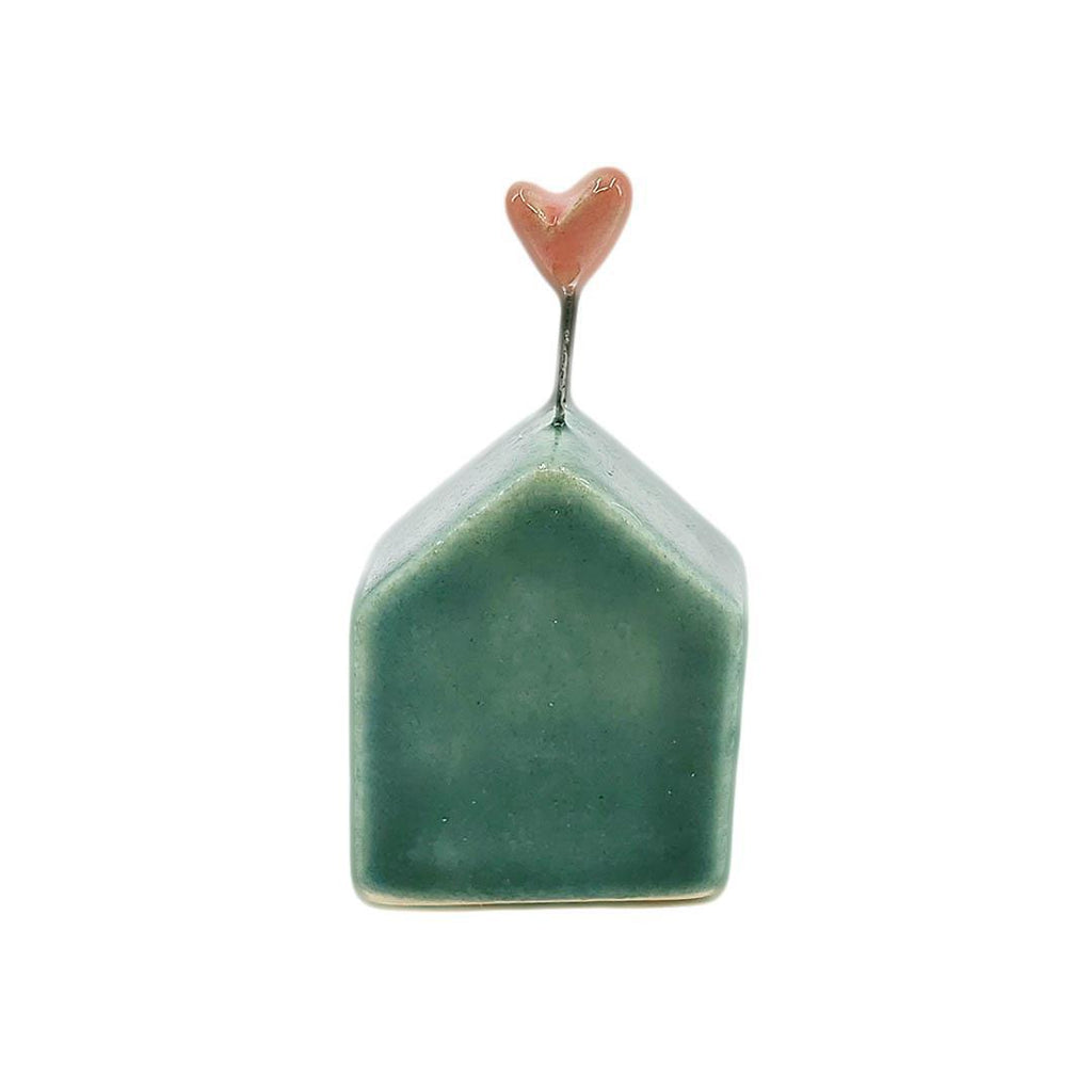 Tiny Pottery House - Teal with Heart (Assorted Colors) by Tasha McKelvey