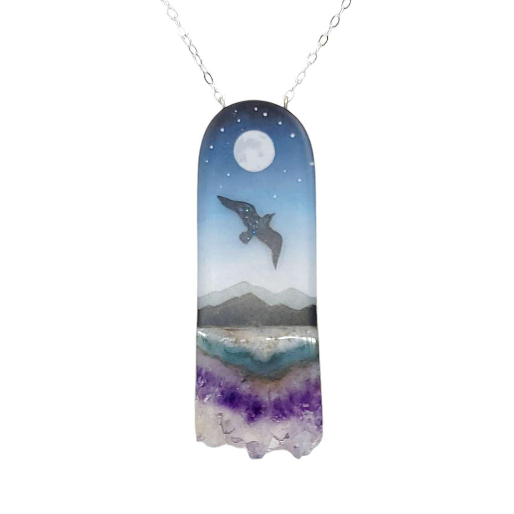 Necklace - Amethyst Messenger Flying Bird by Fernworks