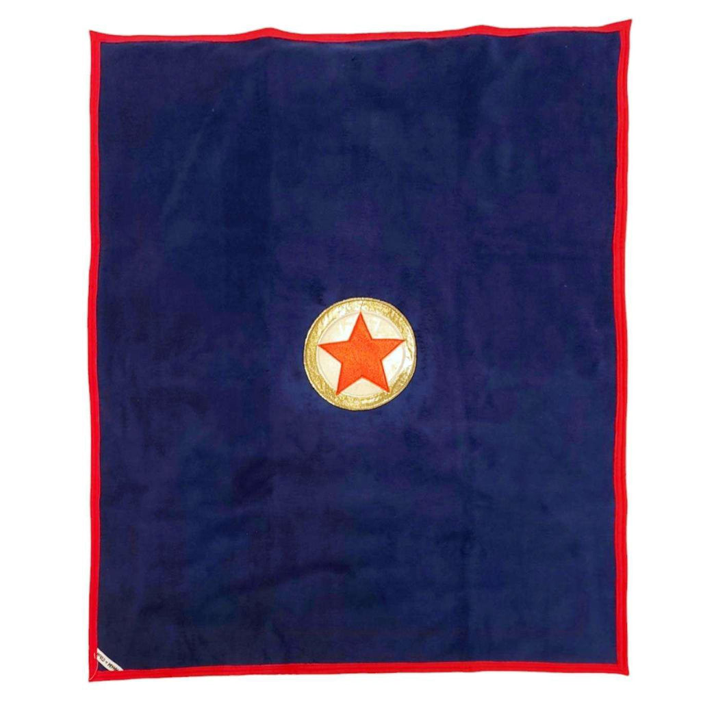Blanket - Midnight Blue with Red Star on Gold by World of Whimm