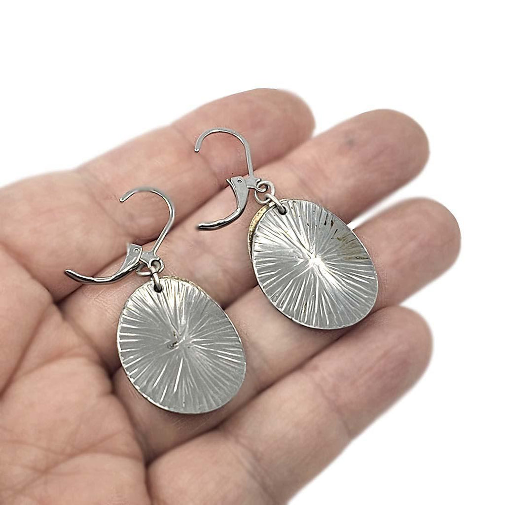 Earrings - Brass Bee Wavy Disk (Stainless Steel) by Christine Stoll | Altered Relics