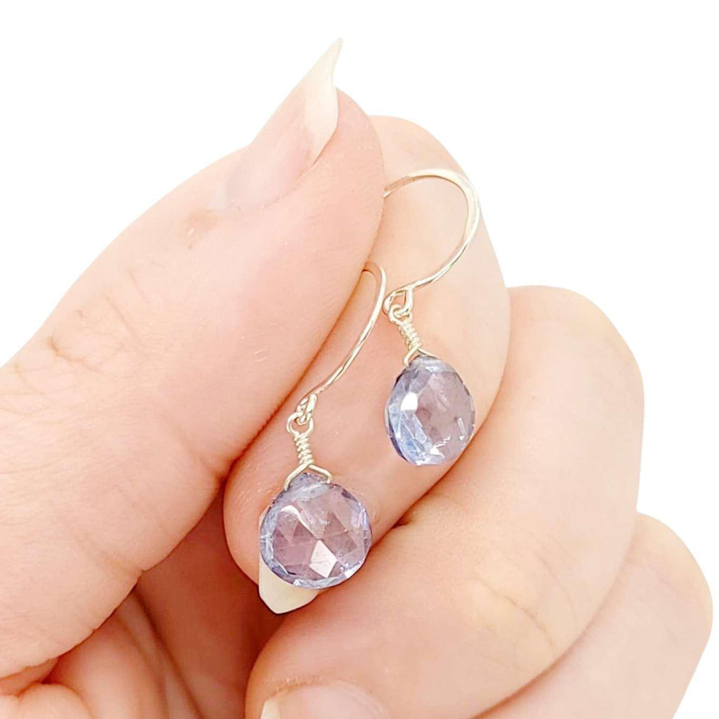 Earrings - Sterling Gemstone Drops (Blue Mystic Quartz) by Foamy Wader