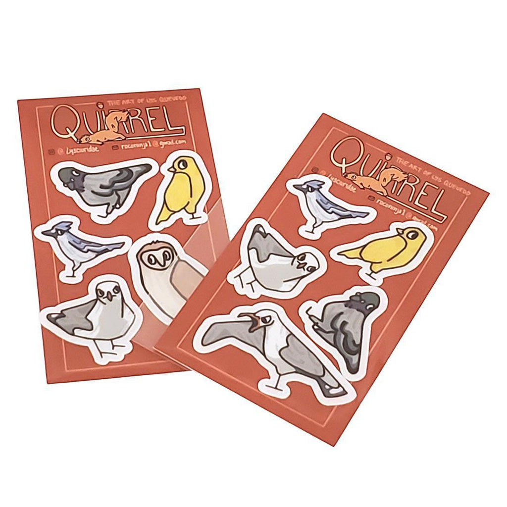 Tiny Stickers  - Set of 5 - Feathered Bird Friends (Assorted) by Quirrel