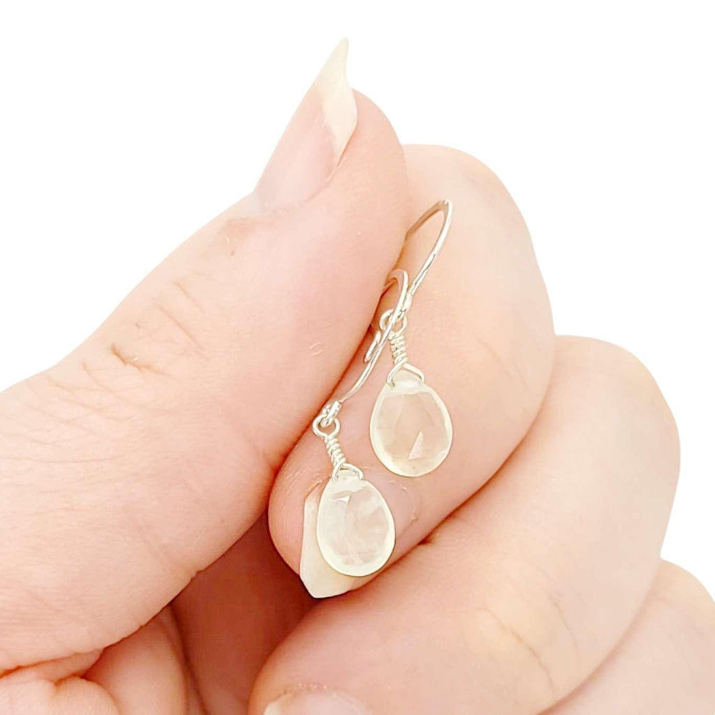 Earrings - Sterling Gemstone Drops (Prehnite) by Foamy Wader