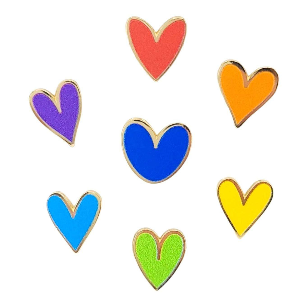 Enamel Pin - Mini Rainbow Hearts (set of 7) by The Gray Muse